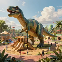 dinosaur themed play park, extremely detailed, sharp focus, wide view, full body shot, smooth, digital illustration, by james jean, by rossdraws, frank franzzeta, mcbess, sakimichan, brosmin, danton fadeev, steve simpson