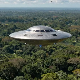 Flying-saucer over Amazon Rainforest. Realistic. 4k. Real ufo. Secret. Classified.