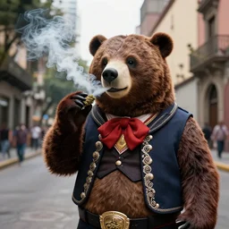 Mexican bear smoking weed in Mexico City