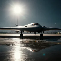photo of northrop b - 2 spirit, cinematic lighting, reflection on floor, f / 2. 4 lens flare