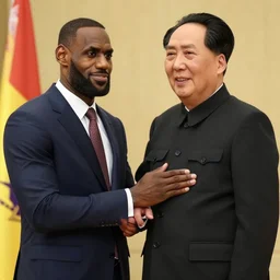 the chairman, los angeles laker lebron james portrays mao zedong as the chinese communist revolutionary, 6 0's movie poster, theatrical poster, vibrant fan art, digital art, trending on artstation, minimalist