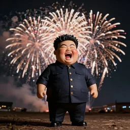 fireworks that look like a screaming kim jong un doll octane render
