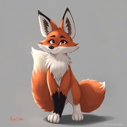 anthropomorphic fox with a fluffy tail, fursona, trending on furaffinity