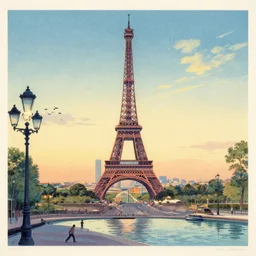 paris ; japanese dreamy lithograph