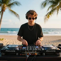 synthawave house in beach