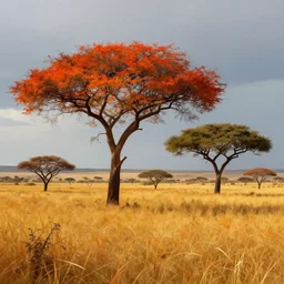 colorful savanna of autumn, matte painting, concept art, 4 k