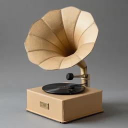 An old phonograph made of cardboard.