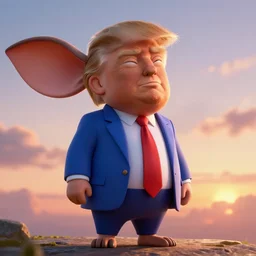a donald trump as mr. nimbus, mr. nimbus character design, sharp, rendered in unreal engine 5, anime key art by glen keane, ross tran, bloom, dramatic lighting, sunrise