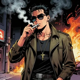 smoker in style of comic book