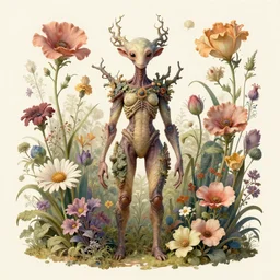 exquisite flowers, imaginative alien creature poster art, humanoid, anthro, botanical illustration 8 k, octane render by lucusfilm weta studio tom bagshaw james jean frank frazetta, james gurney martine johanna and simon stalenhag and chie yoshii and casey weldon