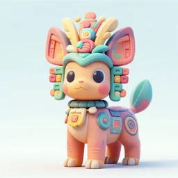 3d animal totem aztek tribal dofus color pastel vibrant style fanart ornate