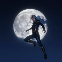 a celestial from marvel, in the sky, about to eat the moon, sky photograph, 1 4 mm f / 2. 4
