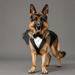 German Shepherd wearing a tuxedo, Digital Art