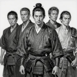 highly detailed black and white oil painting of a samurai by greg tocchini, by riccardo federici, by thomas blackshear, by jeremi lipking, by greg manchess, by laurie greasley, splash, intricate linework, brush strokes, elegant, cinematic light, sharp focus, illustration, harmony, dynamic composition, masterpiece, ink draw, pen,