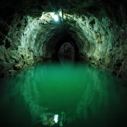 Underground lab, green water