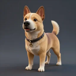 3 d render of a dog, 4 k, game model