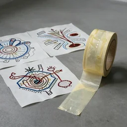 3 d topological maps carved into a roll of duct tape on the floor, art by takahiro iwasaki