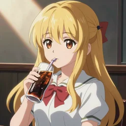 Marisa from touhou drinks cola, anime screenchot
