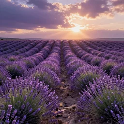 Lavender Fields in full bloom, detailed painting, sunrise, beautiful scene