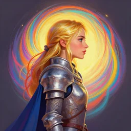 side profile centered painted portrait, Imogen Poots as a Paladin, D&D, matte painting concept art, beautifully backlit, swirly vibrant color lines, fantastically gaudy, aesthetic octane render, 8K HD Resolution, by Victo Ngai and Kilian Eng and Jake Parker and ilya kuvshinov and Cushart Krentz and Gilleard James