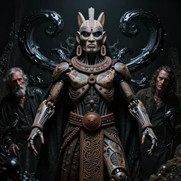 masterpiece portrait of an biomechanical maori priest, surrounded by black liquid occult swirls, horror, dramatic lighting, h. r. giger, greg rutkowski, alphonse mucha, artgerm, donato giancola, tom bagshaw, trending on cgsociety, octane render, 8 k