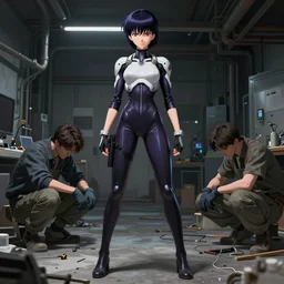 a fullbody portrait of motoko kusanagi the major ghost in the shell stand alone complex, under repairs, maintenance by ilya kuvshinov, rossdraws, artgerm, sola digital arts, anti aliasing, raytracing
