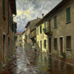 italian street, rainy day, by gustav caillebotte