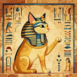 a vector based illustration of cat hieroglyphic carvings on a egyptian tomb wall, hyperealism, by sachin teng and loish, vibrant, vector art, award winning, stunning, trending on art station, highly detailed, cinematic lighting, 8 k, hd