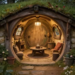 concept art of the inside of a comfortable hobbit - hole, digital art, trending on artstation