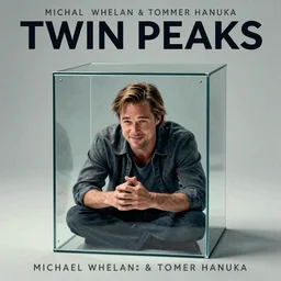 Twin Peaks poster artwork by Michael Whelan and Tomer Hanuka, Rendering of Brad Pitt trapped in a glass box from scene from Twin Peaks, full of details, by Makoto Shinkai and thomas kinkade, Matte painting, trending on artstation and unreal engine