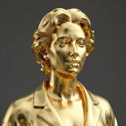 portrait of hepburn gold statue reflect chrome, 8 k uhd, unreal engine, octane render in the artstyle of finnian macmanus, john park and greg rutkowski