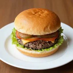 A delightful burger on a white plate