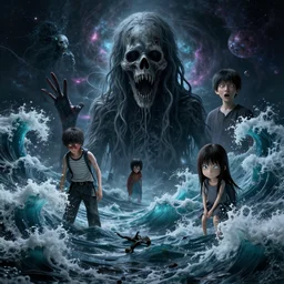 ocean waves scariest horror nightmare by beksinski and junji iyo and horiyoshi iii, digital art, deepdream cosmic, 3 d high definition, trending on artstation, hyper detailed, trending on deviantart, unreal engine