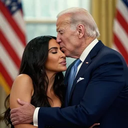film still of kim kardashian being kissed asleep by joe biden, 8 k