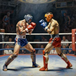 scene from robot boxing match, highly detailed, painting by otto dix, 8 k