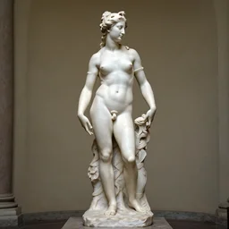 full body perfect anatomy shot portrait sculpture of a young aestetic beautiful woman by GIANLORENZO BERNINI