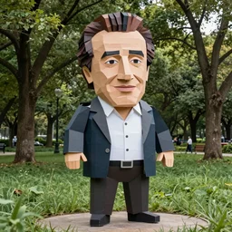 portrait of danny devito in a park full of trees as papier - mache