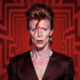 twin peaks poster art, portrait of david bowie lost in the labyrinth of the red room, other dimension, this is his fate for the next two years, by michael whelan, rossetti bouguereau, artgerm, retro, nostalgic, old fashioned