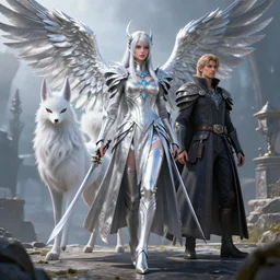 by olivia de berardinis and susan heidi, visually stunning, cinematic, ultra realistic, hyper realism, 1 2 k, epic, octane render, unreal engine, vfx, maya, wandering troubadour : silverwing squadron, blade - blizzard kitsune : cleric class, consul's lieutenant : curse of silence