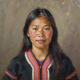 portrait of an atayal woman ( 3 5 ) from taiwan in 2 0 2 1, an oil painting by ross tran and thomas kincade