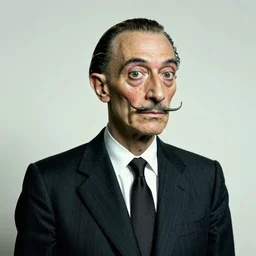 A portrait of a humanoid cyberpunk cow wearing a suit, eerie, by Salvador Dali