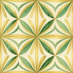 symmetry, repeating pattern. seamless gold green leaf. wall paper. art deco with inspiration from mucha