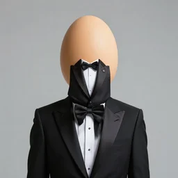 Egg headed man wearing tuxedo