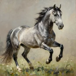 eight leg horse, majestic, powerful, extreme detail, fine art, oil painting
