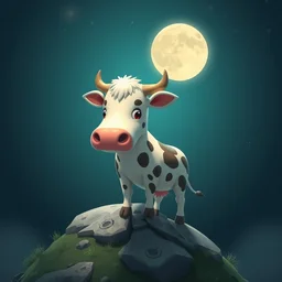cow on the moon, trending on artstation, toei animation style