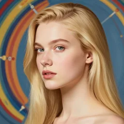 face girl, portrait, blonde hairstyles, by elena masci by roberto ferri, pieter paul rubens, cycles, colorful