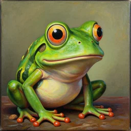 pepe the frog artist painting a self - portrait on a canvas. intricate, highly detailed, digital matte painting in the style of alberto vargas and in the style of h. r. giger. irony, recursion, inspiration.