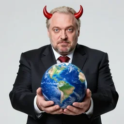 Alexander Lukashenko as the American Psycho, devilishly holding earth in his hands