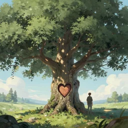 a beautiful digital illustration painting of a detailed fantasy tree with a heart carved in the trunk by blair leighton and charlie bowater, 8 k resolution trending on artstation concept art digital illustration