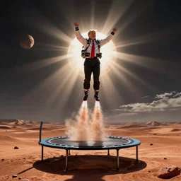 Donald Trump uses trampoline to launch himself into Mars to start terraforming process